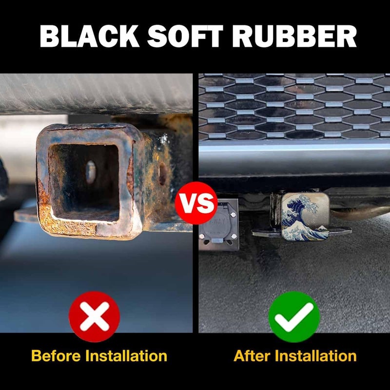 Beabes Trailer Hitch Covers Japanese Sea Waves, Great Wave Off Kanagawa Anti-Loss Hitch Cover Fits 2" Hitch Receivers for Trucks, Tough Receiver Tube Hitch Cover Plug for Cars - Image 5